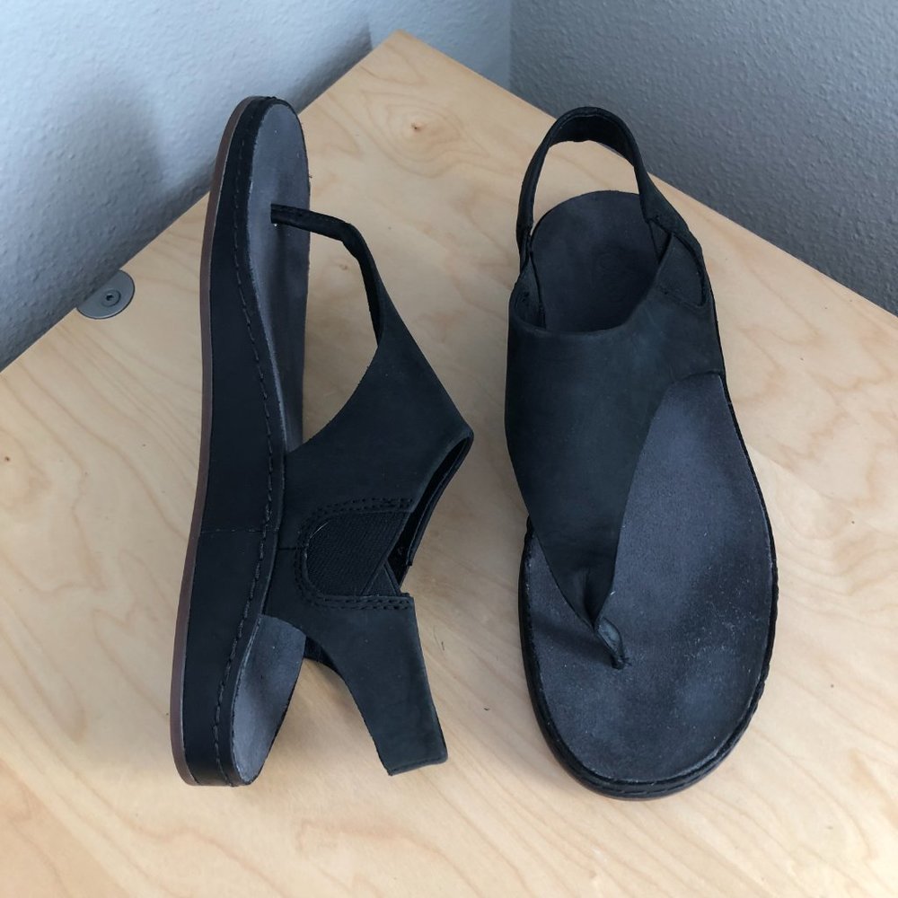 Chaco Wayfarer Post Leather Sandal Black size 10